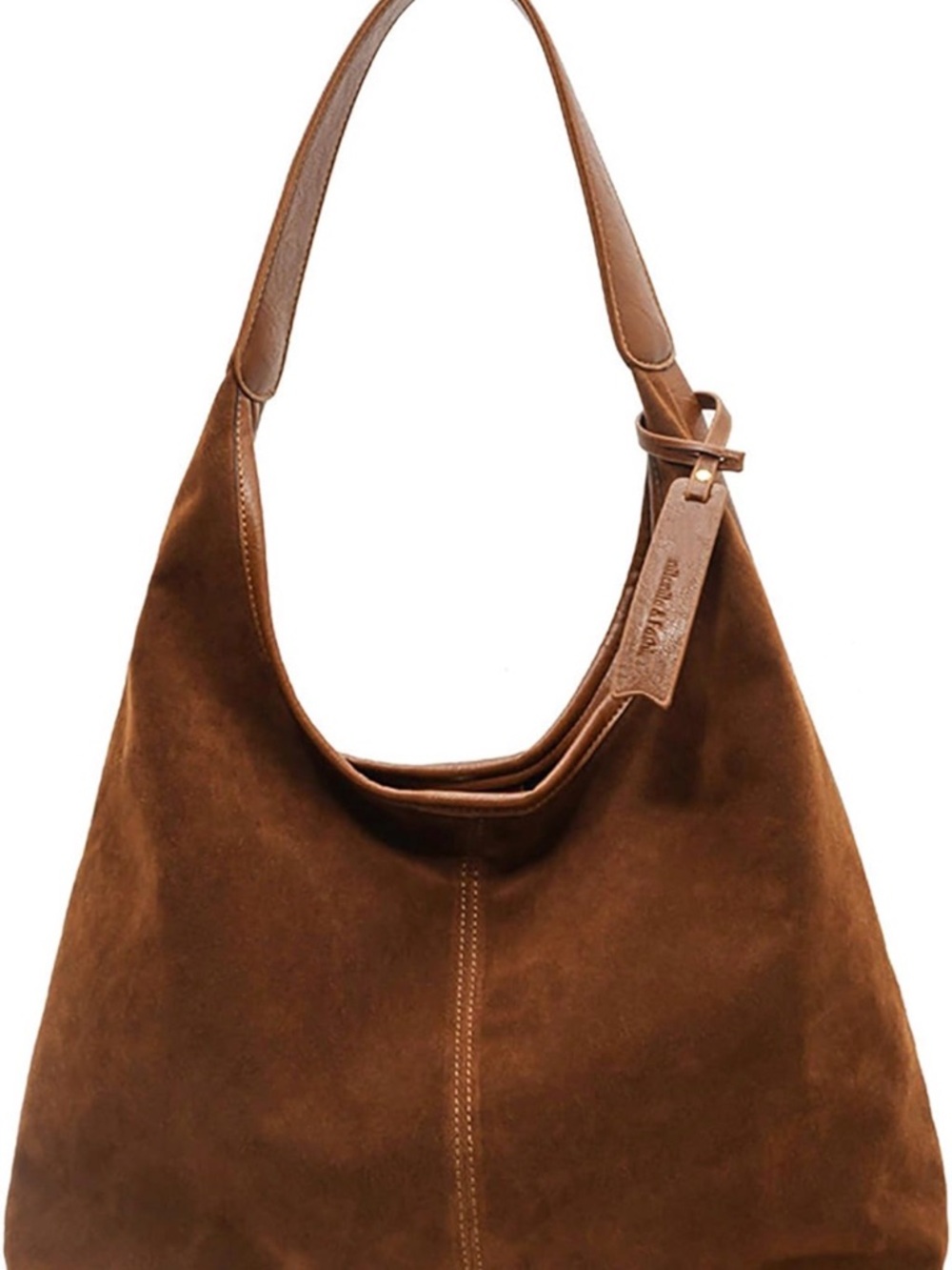Faux Suede Slouchy Hobo  Shoulder Purse Light Brown-New - Picture 4 of 5